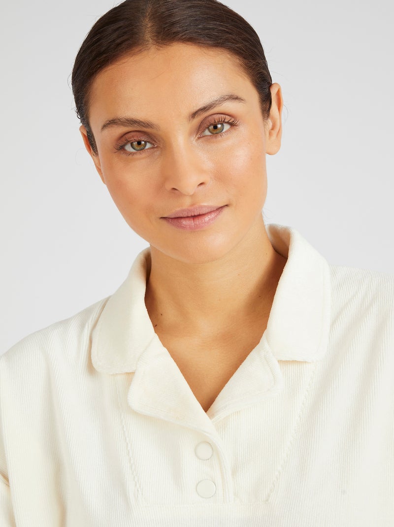 Pyjama Thermolactyl en velours côtelé - Damart Blanc cassé - Kiabi