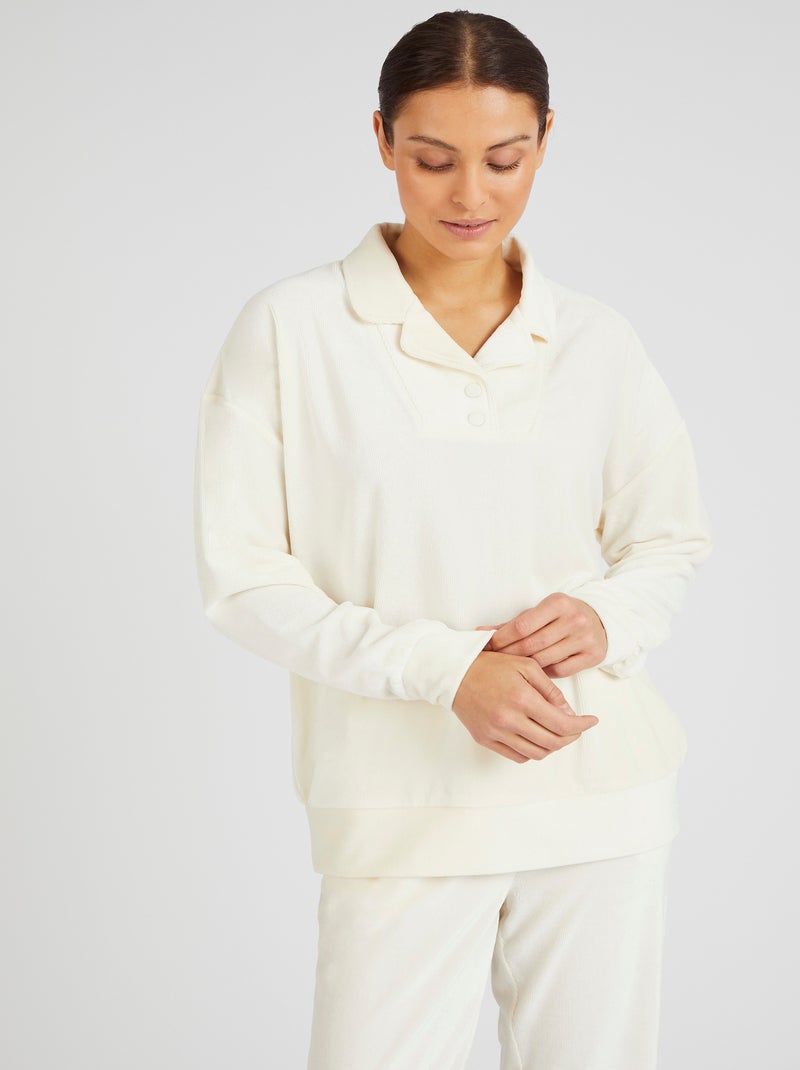 Pyjama Thermolactyl en velours côtelé - Damart Blanc cassé - Kiabi