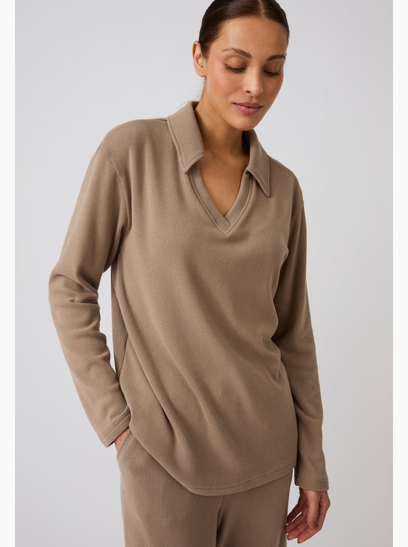 Pyjama thermolactyl en velours côtelé - damart Gris - Kiabi