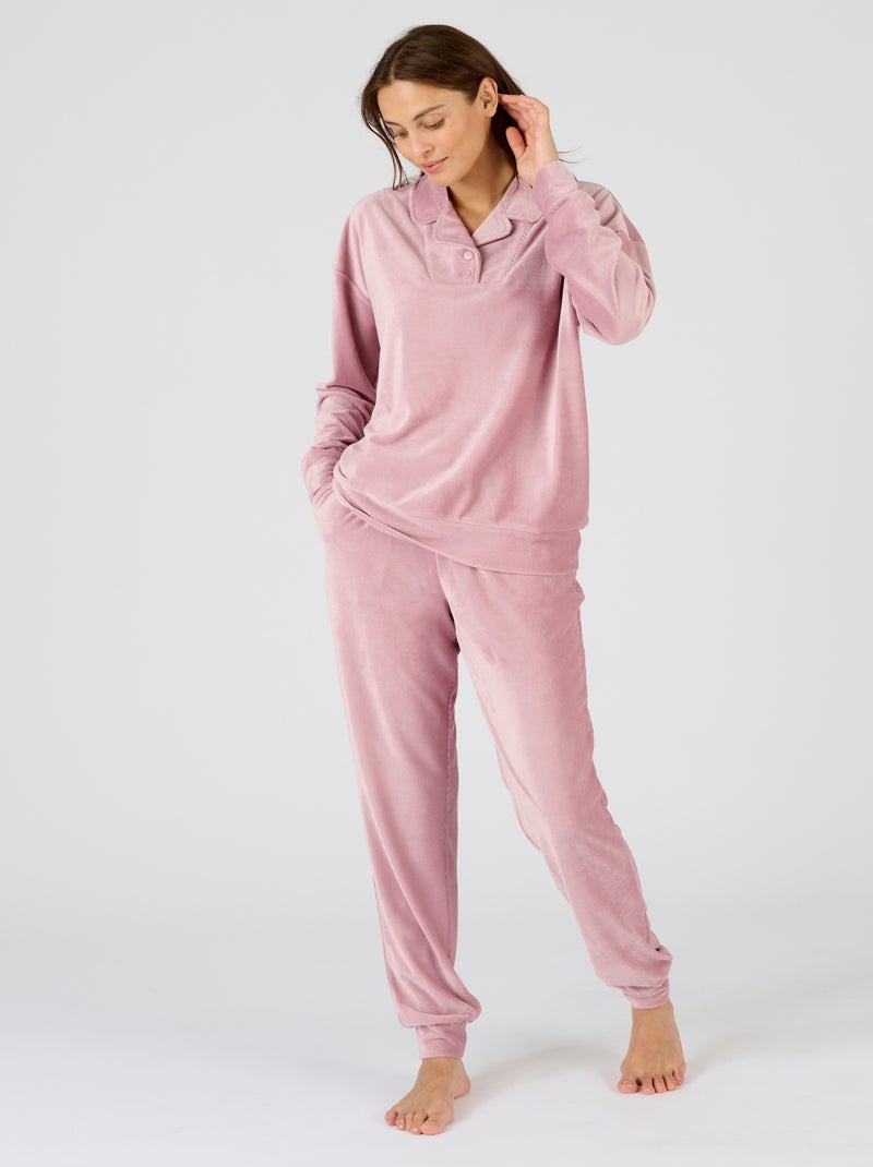 Pyjama Thermolactyl en velours côtelé - Damart Mauve - Kiabi