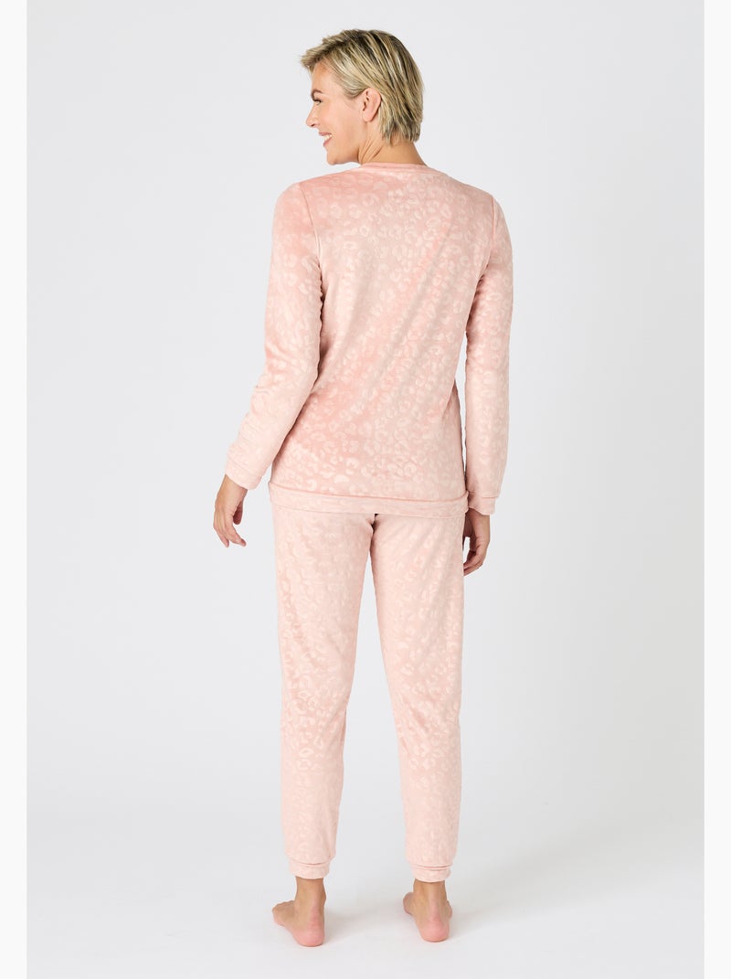 Pyjama Thermolactyl en velours embossé - Damart Rose - Kiabi