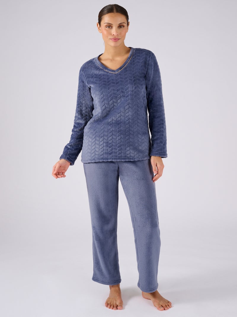 Pyjama Thermolactyl maille reliéfée - Damart Bleu nuit - Kiabi