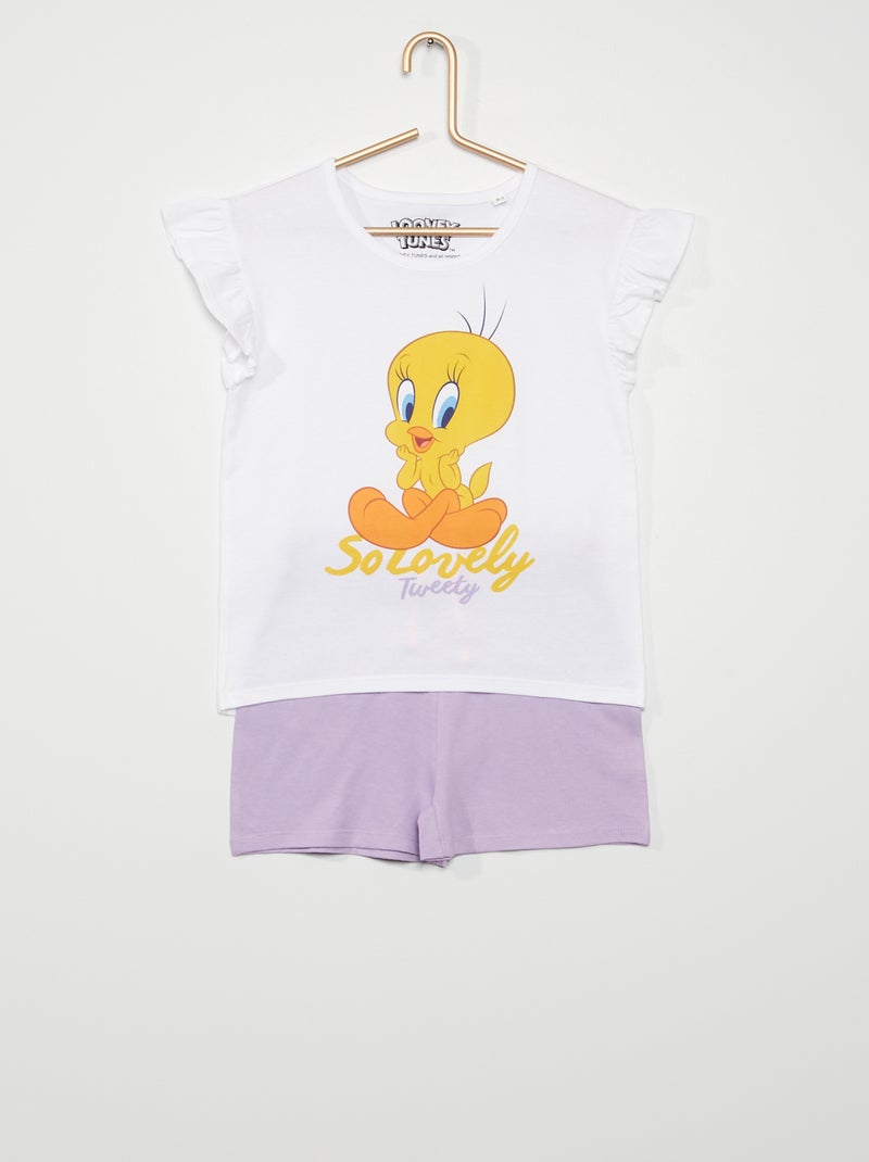 Pyjama 'Titi' 'Looney tunes' blanc violet - Kiabi