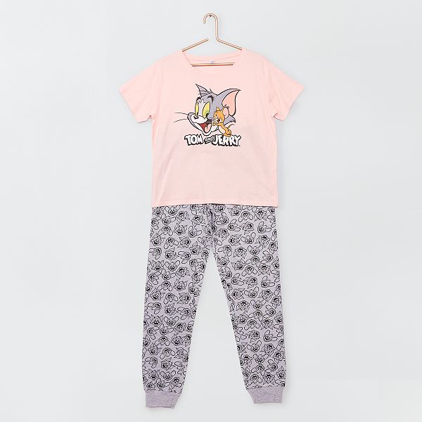 Ensemble De Pyjamas Femme Hiver 2 Pieces 100 Coton Motif Dessin Anime Tom Jerry Tee Shirt Femme Et Pantalon Legging Chat Et Souris Cartoon Idee Cadeau Femme Femme Vetements