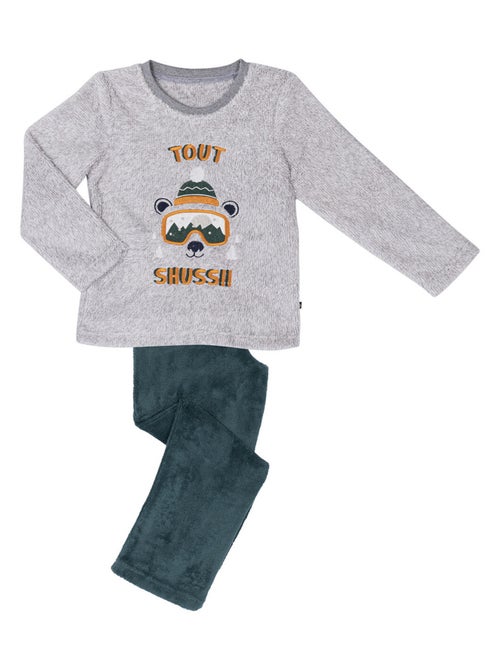Pyjama   TOUT SCHUSS gris chiné/vert - MON P'TIT DODO - Kiabi