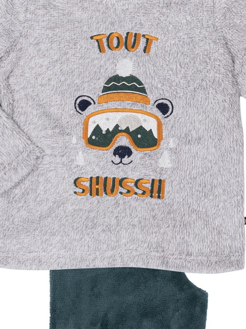 Pyjama   TOUT SCHUSS gris chiné/vert - MON P'TIT DODO - Kiabi