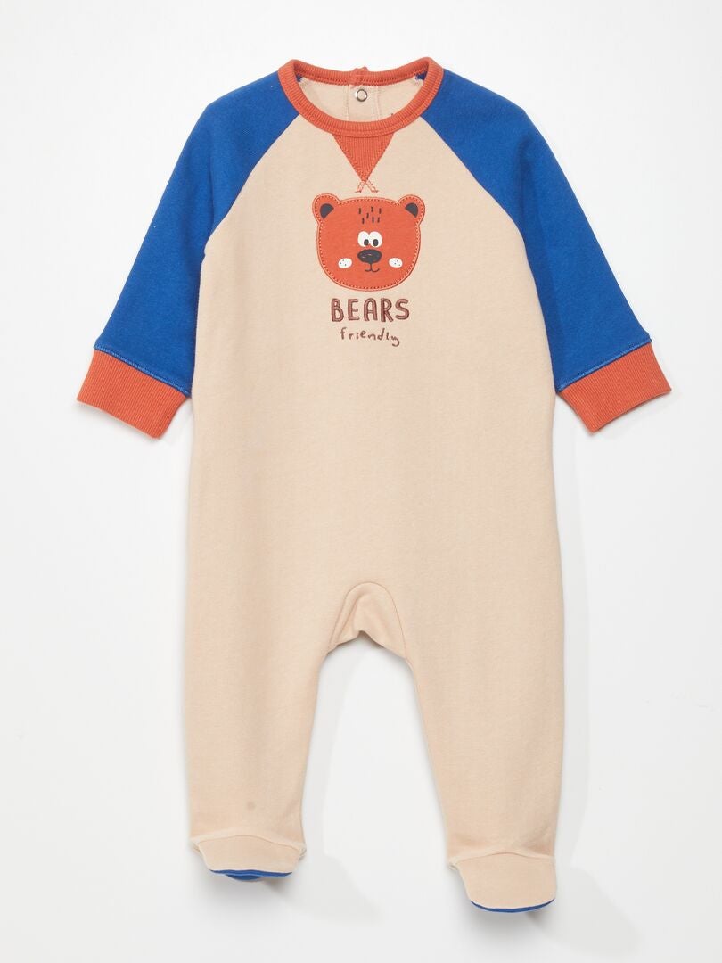 Pyjama tricolore imprimé 'ours' Beige/bleu - Kiabi