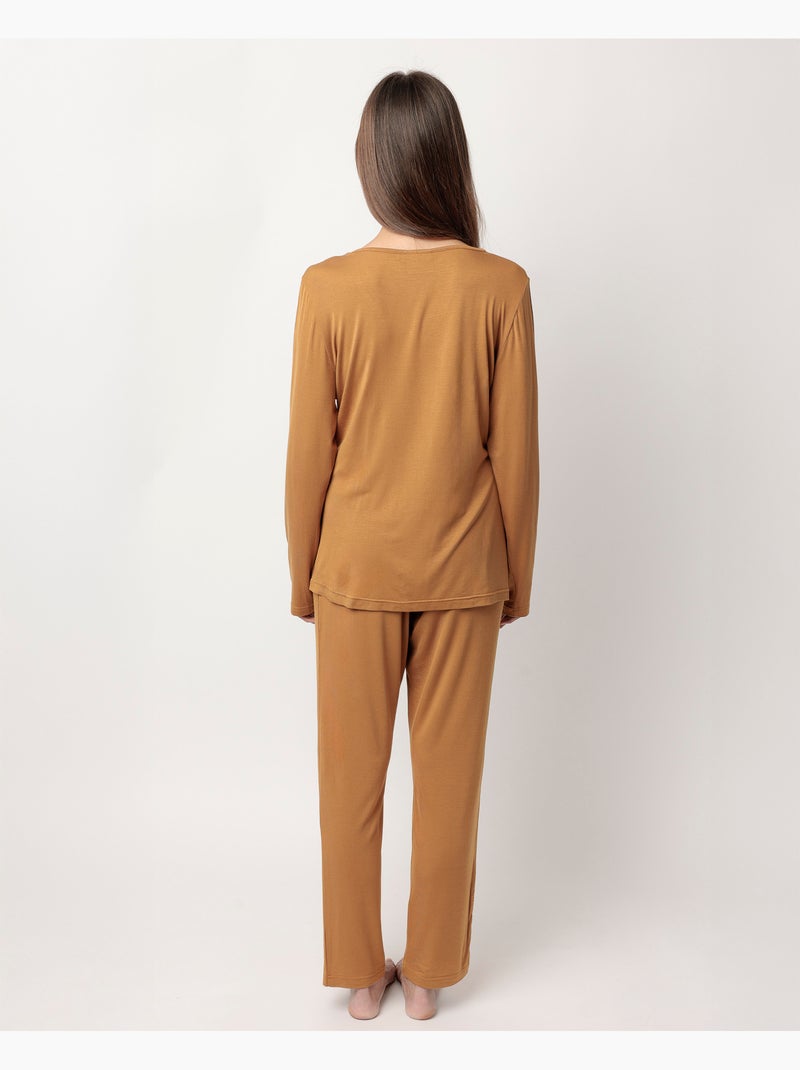 Pyjama uni de luxe à manches longues pour femme ADMAS LUXURY Cuivre - Kiabi