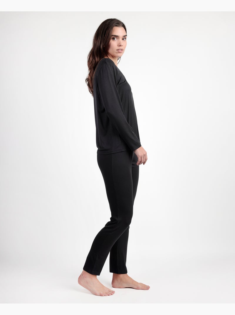 Pyjama uni de luxe à manches longues pour femme ADMAS LUXURY Noir - Kiabi