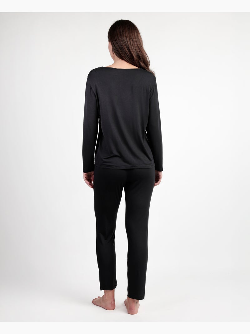 Pyjama uni de luxe à manches longues pour femme ADMAS LUXURY Noir - Kiabi