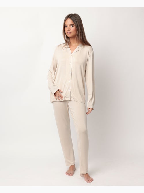 Pyjama uni de luxe ouvert à manches longues pour femme ADMAS LUXURY - Kiabi Pyjama uni de luxe ouvert à manches longues pour femme ADMAS LUXURY - Kiabi