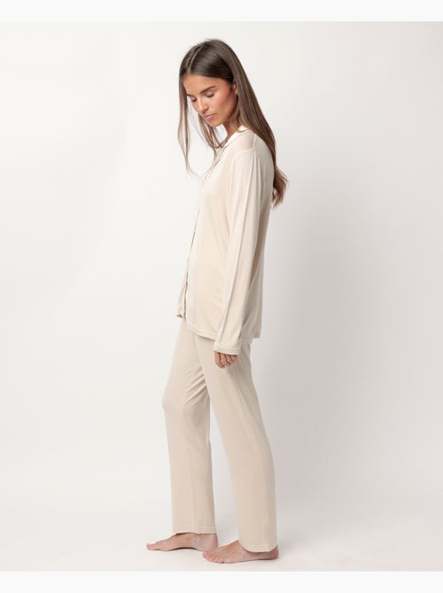 Pyjama uni de luxe ouvert à manches longues pour femme ADMAS LUXURY - Kiabi Pyjama uni de luxe ouvert à manches longues pour femme ADMAS LUXURY - Kiabi