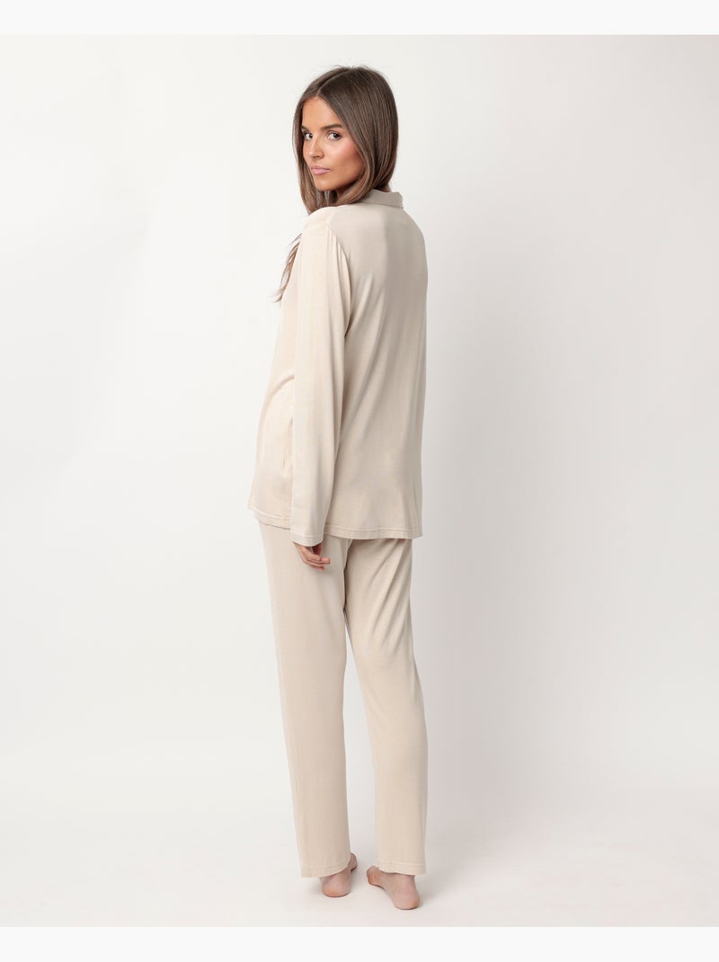 Pyjama uni de luxe ouvert à manches longues pour femme ADMAS LUXURY Champagne - Kiabi