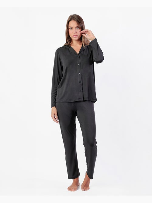 Pyjama uni de luxe ouvert à manches longues pour femme ADMAS LUXURY - Kiabi Pyjama uni de luxe ouvert à manches longues pour femme ADMAS LUXURY - Kiabi