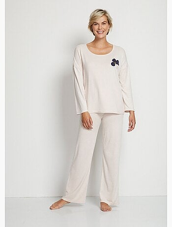 Pyjama uni manches longues maille douce - Afibel