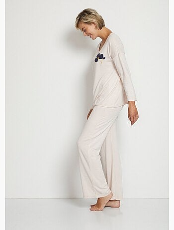 Pyjama uni manches longues maille douce - Afibel