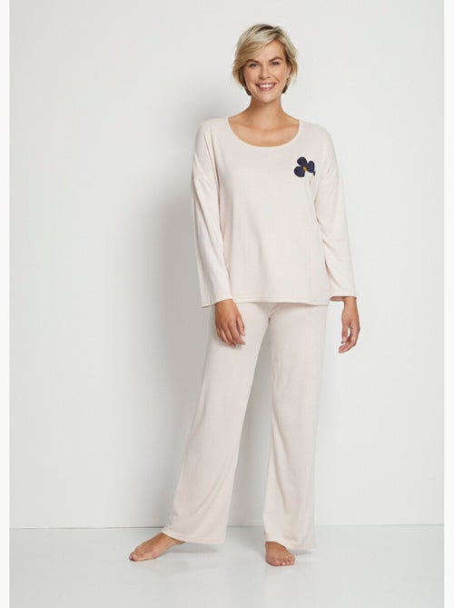 Pyjama uni manches longues maille douce - Afibel - Kiabi