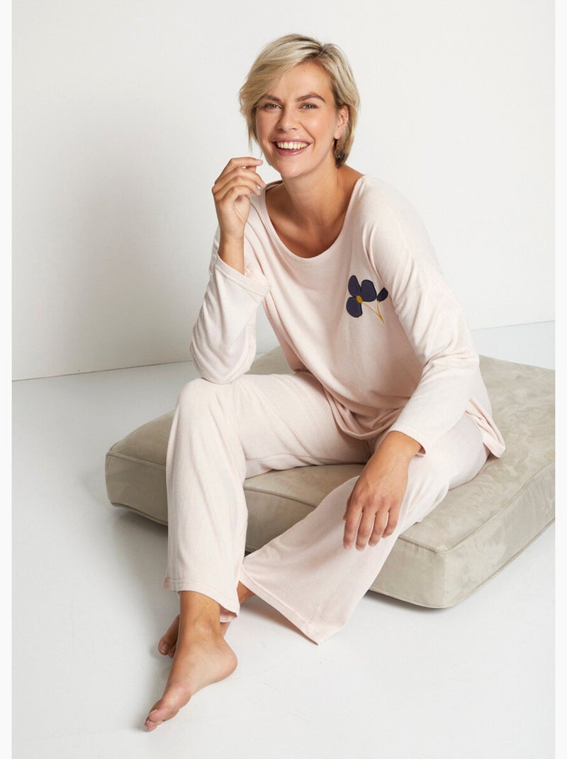 Pyjama uni manches longues maille douce - Afibel Multicolore - Kiabi