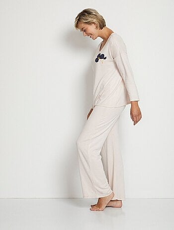 Pyjama uni manches longues maille douce - Afibel