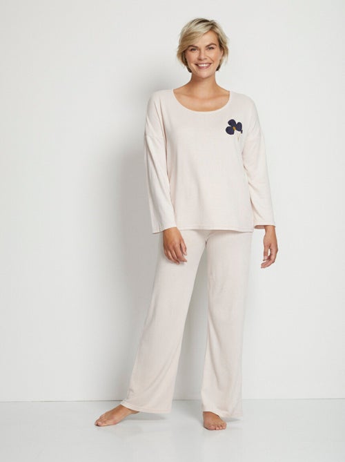 Pyjama uni manches longues maille douce - Afibel - Kiabi