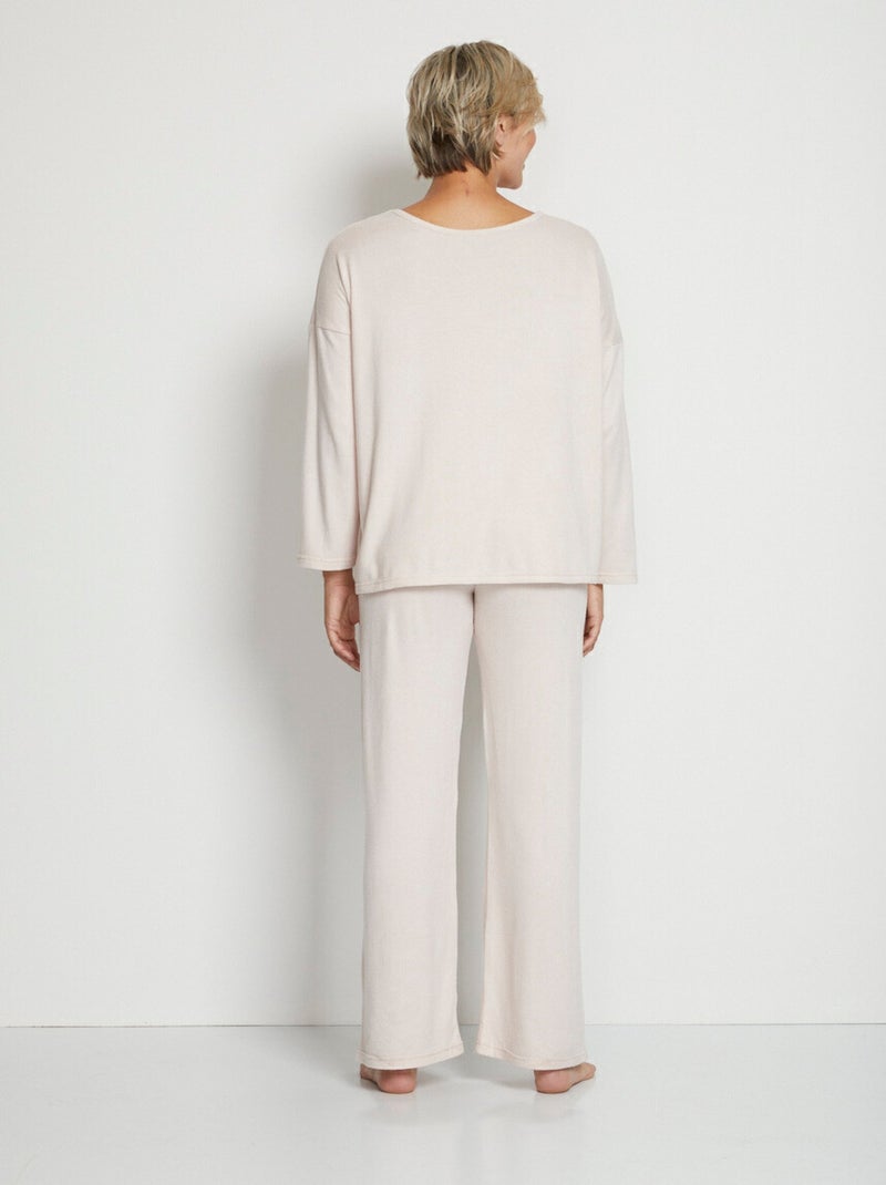 Pyjama uni manches longues maille douce - Afibel N/A - Kiabi