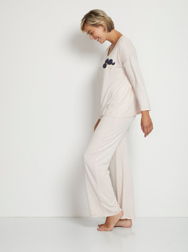 Pyjama uni manches longues maille douce - Afibel N/A - Kiabi