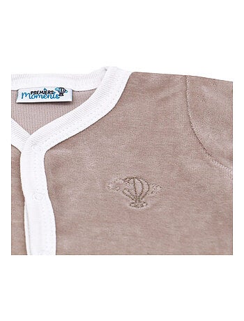 Pyjama velours - 100% coton biologique - 1 à 6 mois