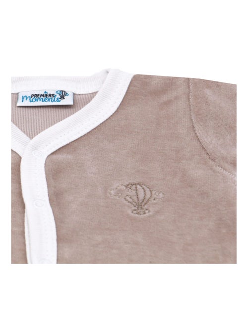 Pyjama velours - 100% coton biologique - 1 à 6 mois - Kiabi