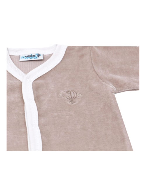 Pyjama velours - 100% coton biologique - 1 à 6 mois - Kiabi