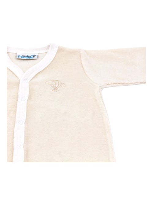 Pyjama velours - 100% coton biologique - 1 à 6 mois - Kiabi