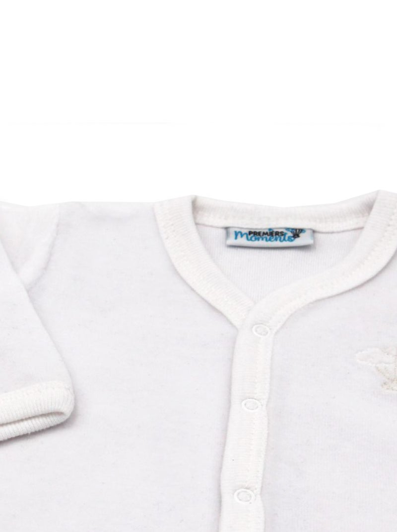 Pyjama velours - 100% coton biologique - 1 à 6 mois Blanc - Kiabi