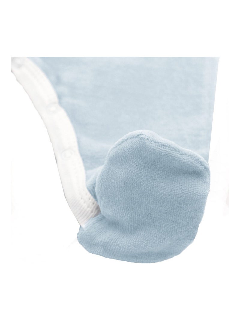 Pyjama velours - 100% coton biologique - 1 à 6 mois Bleu clair - Kiabi