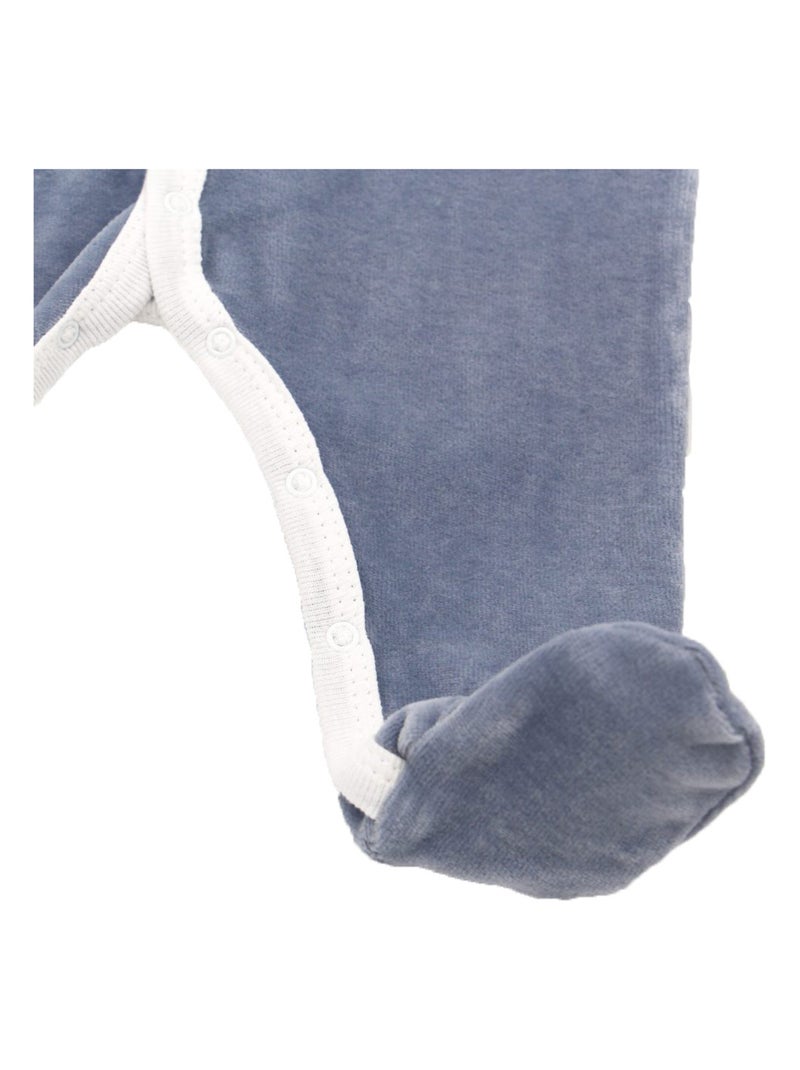 Pyjama velours - 100% coton biologique - 1 à 6 mois Bleu marine - Kiabi
