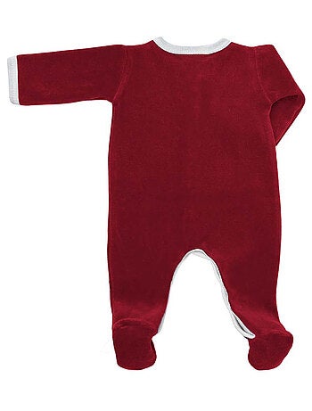 Pyjama velours - 100% coton biologique - 1 à 6 mois