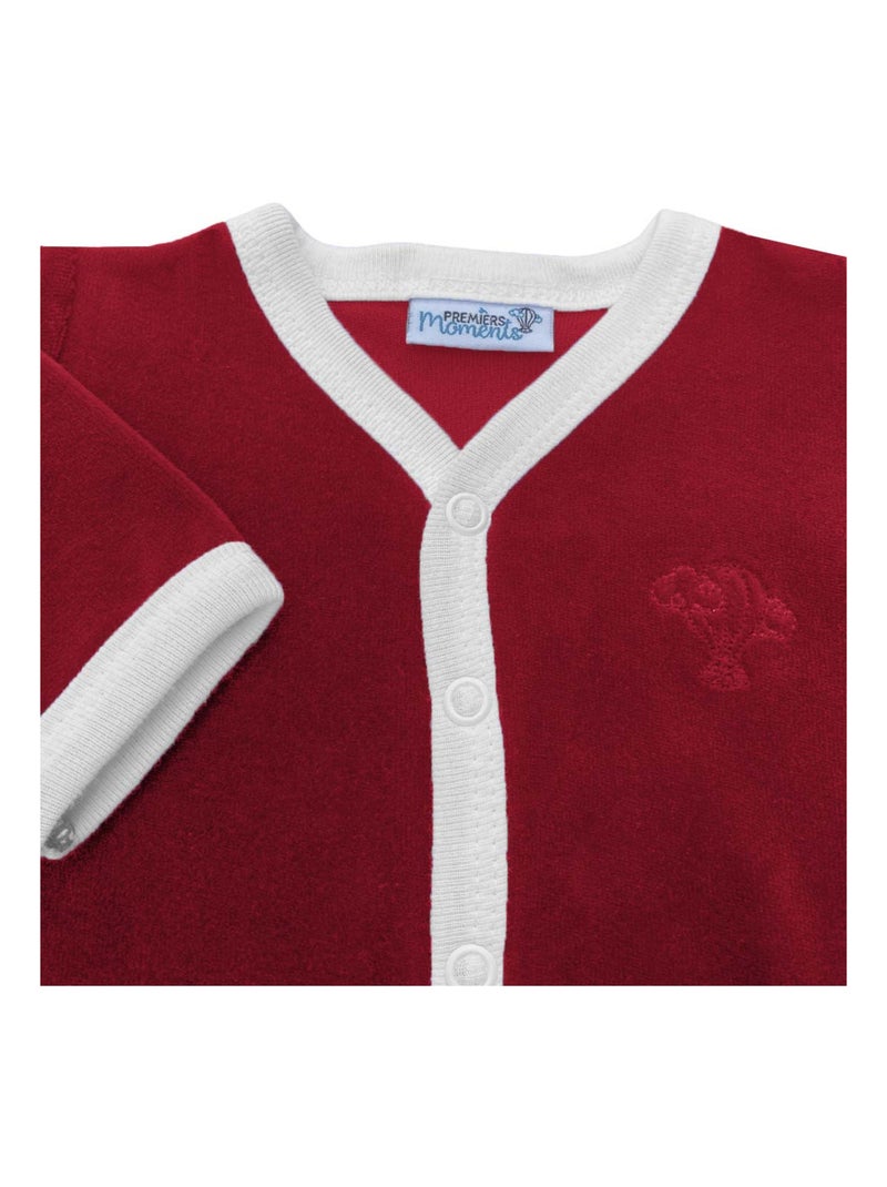 Pyjama velours - 100% coton biologique - 1 à 6 mois Bordeaux - Kiabi