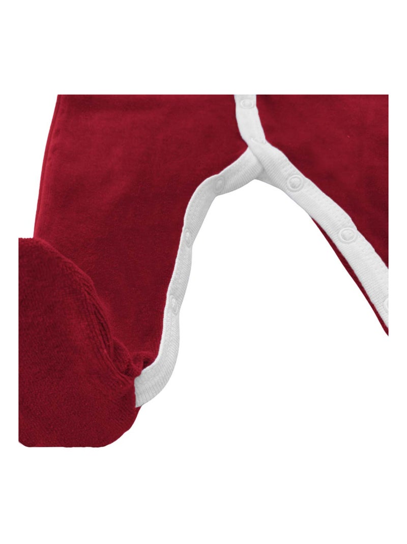 Pyjama velours - 100% coton biologique - 1 à 6 mois Bordeaux - Kiabi