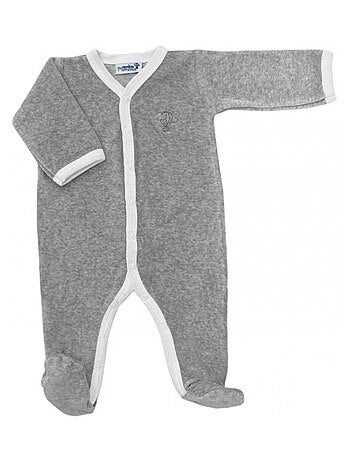 Pyjama velours - 100% coton biologique - 1 à 6 mois