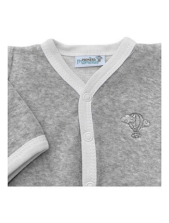 Pyjama velours - 100% coton biologique - 1 à 6 mois