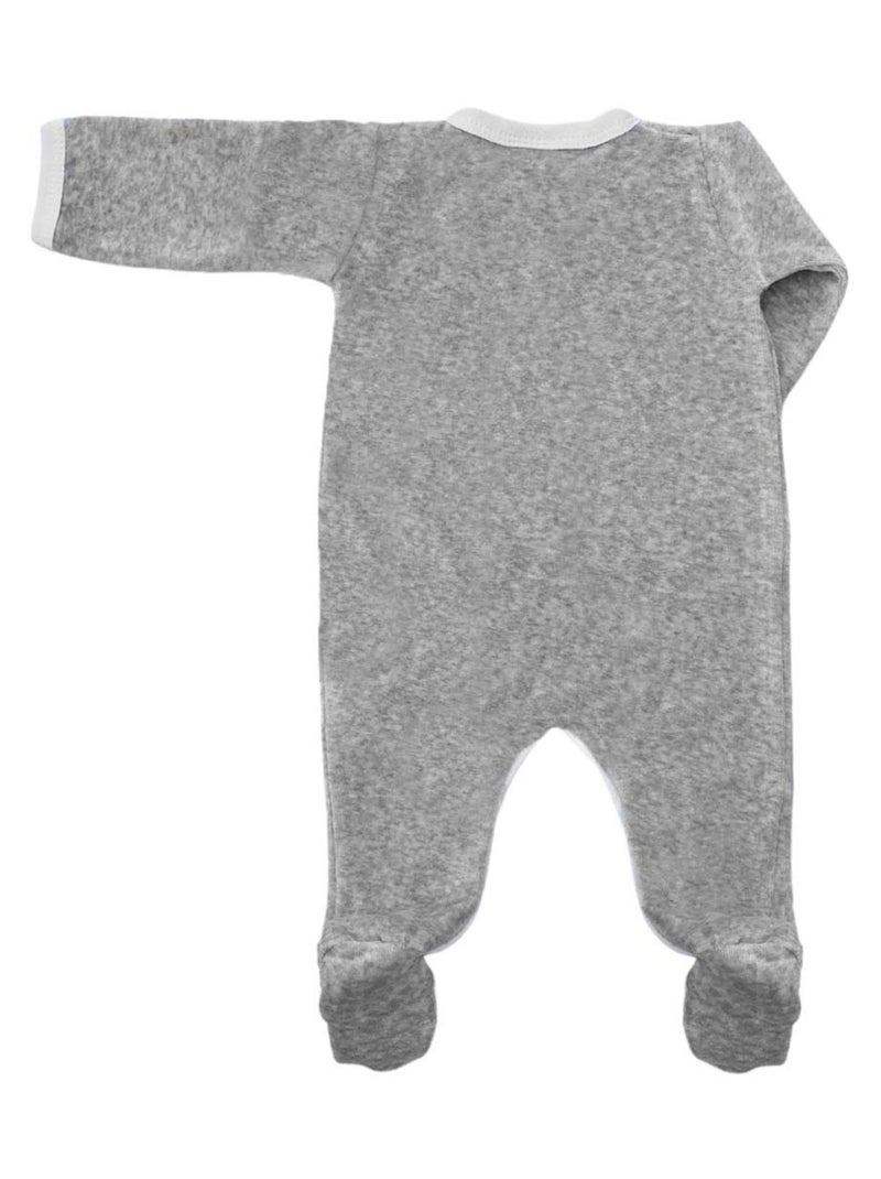 Pyjama velours - 100% coton biologique - 1 à 6 mois Gris - Kiabi