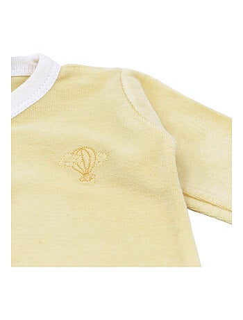 Pyjama velours - 100% coton biologique - 1 à 6 mois