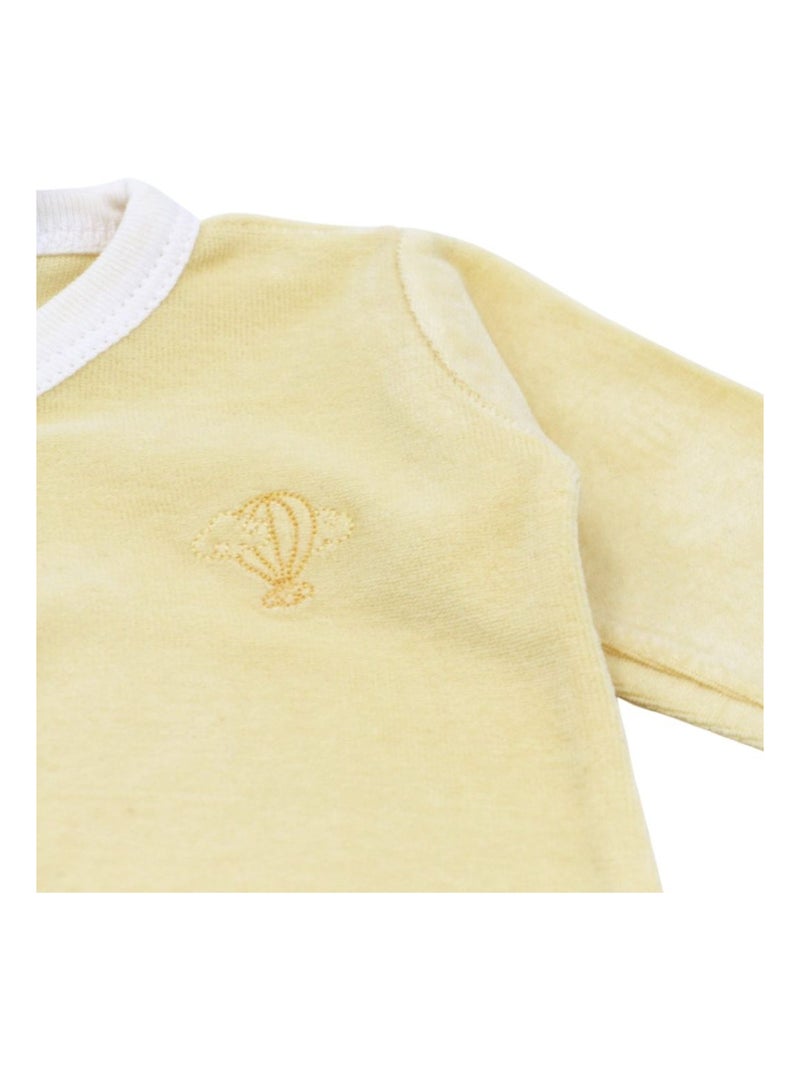 Pyjama velours - 100% coton biologique - 1 à 6 mois Jaune poussin - Kiabi
