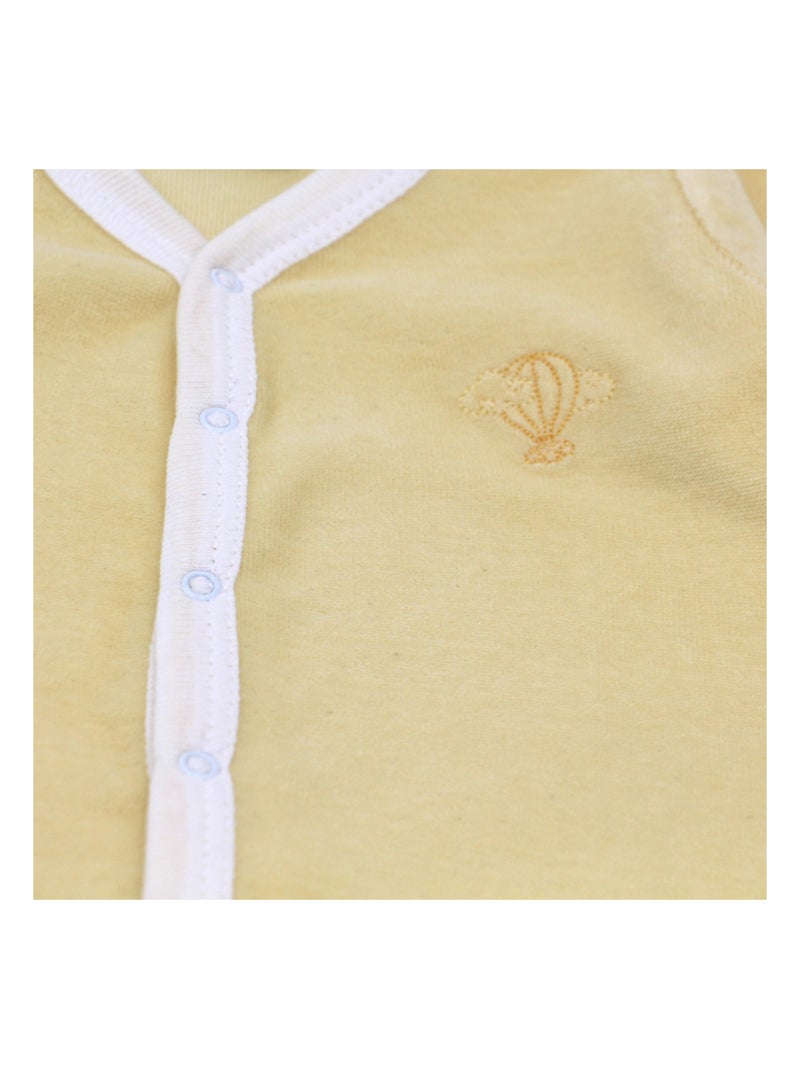 Pyjama velours - 100% coton biologique - 1 à 6 mois Jaune poussin - Kiabi