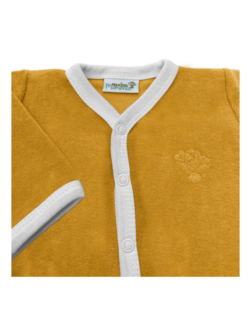 Pyjama velours - 100% coton biologique - 1 à 6 mois Moutarde - Kiabi