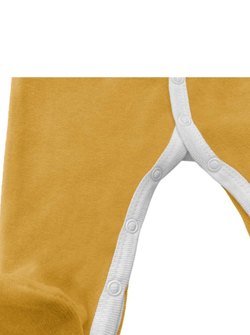 Pyjama velours - 100% coton biologique - 1 à 6 mois Moutarde - Kiabi