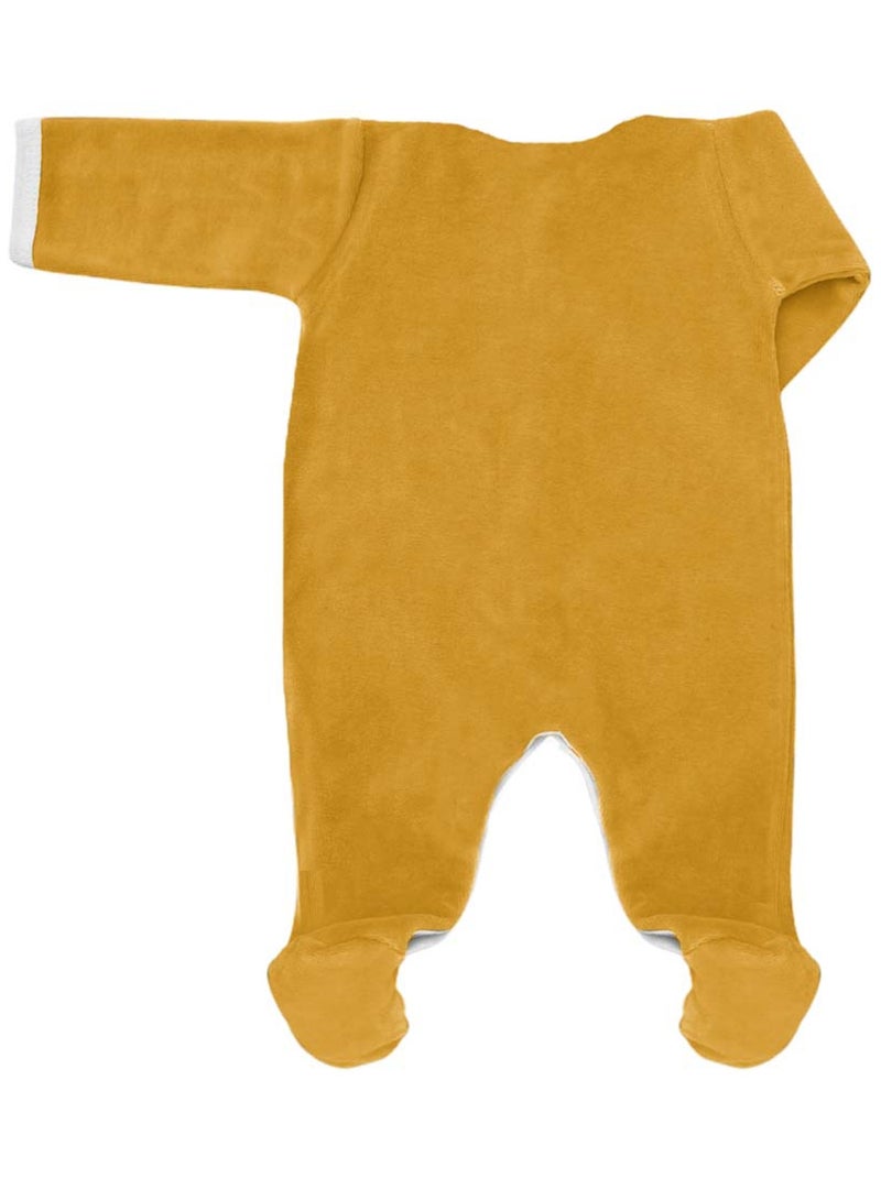 Pyjama velours - 100% coton biologique - 1 à 6 mois Moutarde - Kiabi