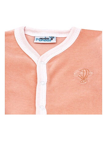 Pyjama velours - 100% coton biologique - 1 à 6 mois