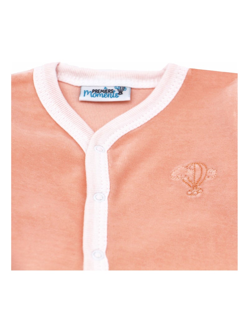 Pyjama velours - 100% coton biologique - 1 à 6 mois Orange - Kiabi