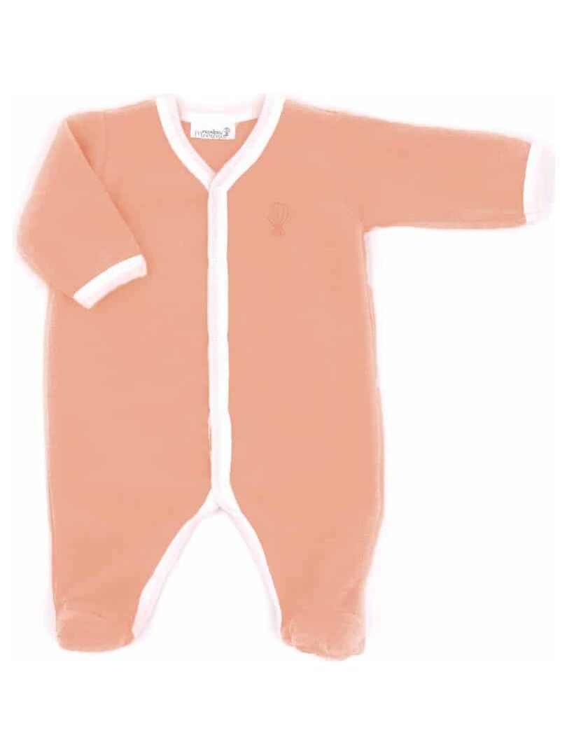 Pyjama velours - 100% coton biologique - 1 à 6 mois Orange - Kiabi
