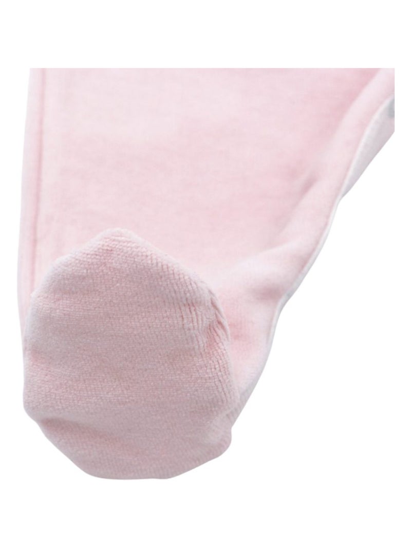 Pyjama velours - 100% coton biologique - 1 à 6 mois Rose clair - Kiabi