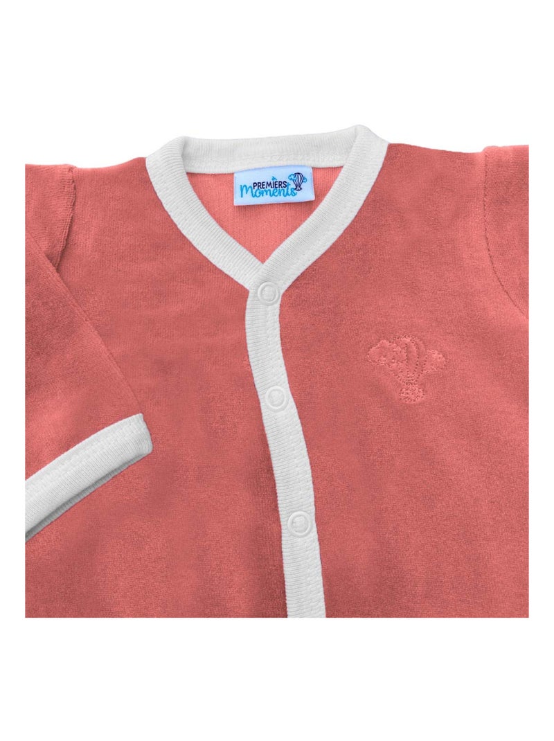 Pyjama velours - 100% coton biologique - 1 à 6 mois Rose framboise - Kiabi